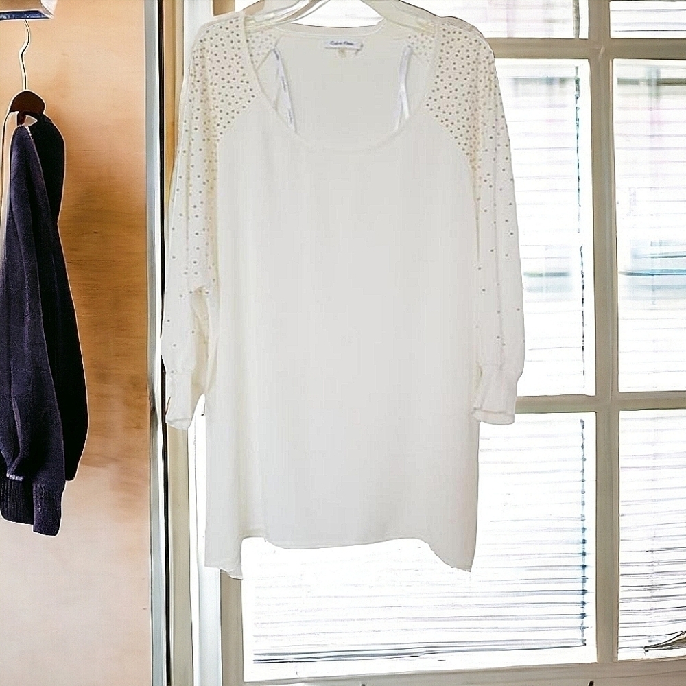 Calvin Klein Women's Gold and Cream Blouse